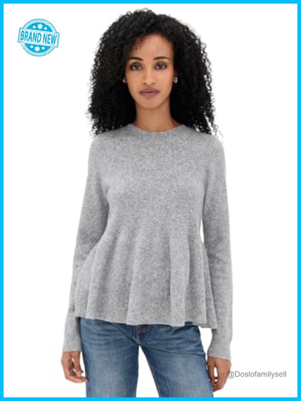 Salama Boxy Peplum Knit Pullover Sweater